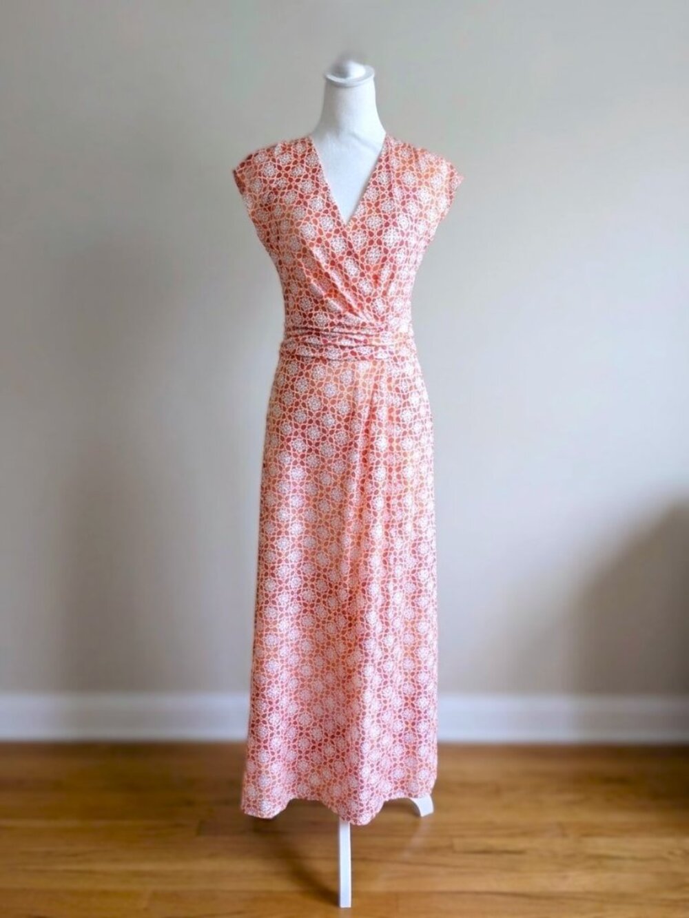 LANDS' END Faux-Wrap Midi Dress. Plus Size 1X